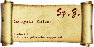 Szigeti Zalán névjegykártya